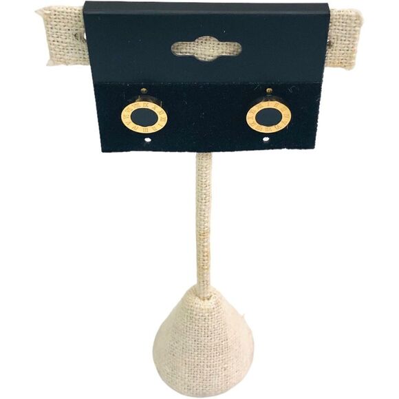 NEW Roman Numerals Reversible Gold Necklace Earrings Set - Picture 5 of 13